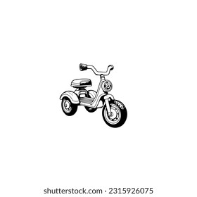 contour image of a tricycle on a white background. Vector illustration