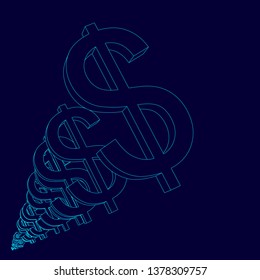 Contour of the increasing dollar sign. Vector illustration