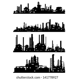 The contour of industrial buildings and structures. The illustration on a white background.