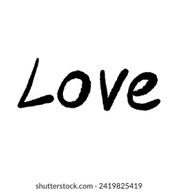 Contour inscription "love" on a white background. Doodle lettering for Valentine's Day.