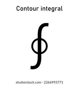 Símbolo integral de contorno en matemáticas. Ilustración vectorial aislada en fondo blanco.