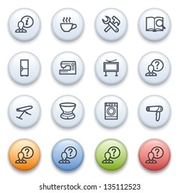 Contour internet icons on color buttons.