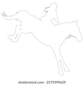 Contour of jockey and jumping horse, equestrian sport. Vector illustration