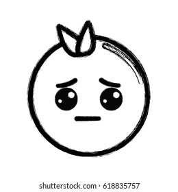 contour kawaii cute sad orange fruit