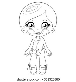 Contour Kawaii Doll Coloring Page On Stock Vector (royalty Free 