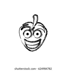 contour kawaii fruits strawberry happy icon, vector illustration design