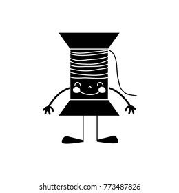 contour kawaii happy thread object with arms and legs