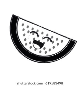 contour kawaii nice happy watermelon icon