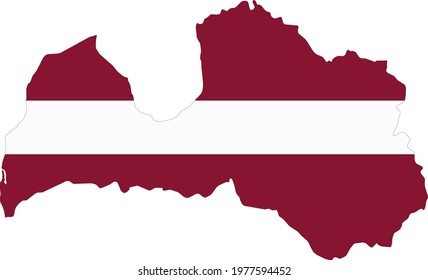 contour of Latvia in flag colors, Map of Latvia