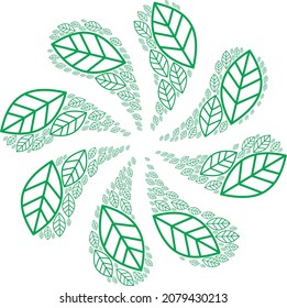 Contour leaf icon exploding burst flower fireworks composition. Flower curl designed from random contour leaf icons.