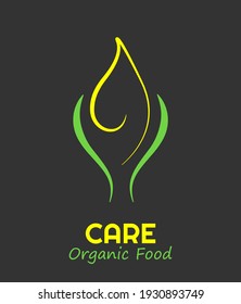 Contour leaf logo. Stylized eco greens symbol. Natural design of plant emblem. Vector organic food icon template. Ecology life care nature symbol