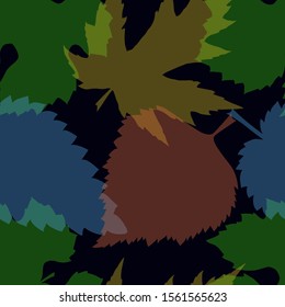 
contour leaves of trees seamless pattern
