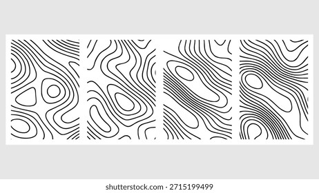 linha de contorno abstrato topográfico plano cor vetor ilustração modelo design