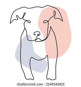 contour line  dog , one line art style, minimal drawing puppy pitbull