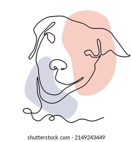 contour line  dog , one line art style, minimal drawing puppy pitbull