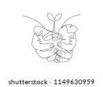 contour line drawing of a human hands holding sprout
linear style and Hand drawn Vector illustrations,
character design collection outline