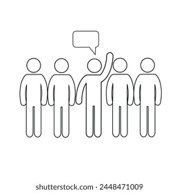  icono de línea de contorno, trabajo en equipo, colegas, colaboración, símbolo de línea de negocio, ilustración aislada sobre un fondo blanco