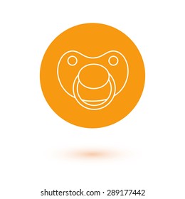 Contour line modern design of pacifier, soother. Circle icon. Vector illustration. 