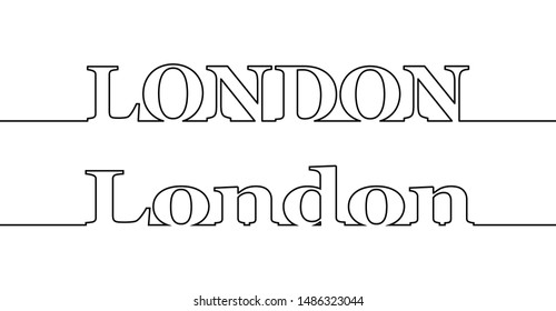 Contour line with the name of the city of LONDON in capital and capital letters. Flat design.