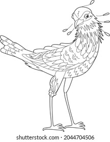 Contour linear illustration for coloring book with decorative pretty bird. Beautiful cute bird,  anti stress picture. Line art design for adult or kids  in zen-tangle style, tatoo and coloring page.