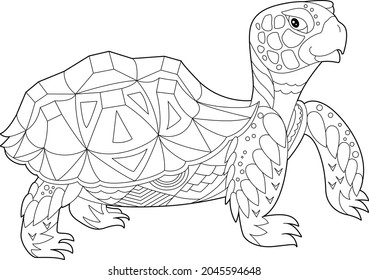 Contour linear illustration for coloring book with decorative paradise bird. Beautiful animal,  anti stress picture. Line art design for adult or kids  in zen-tangle style, tattoo and coloring page.