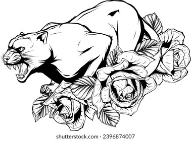 Contour linear illustration of the wild puma