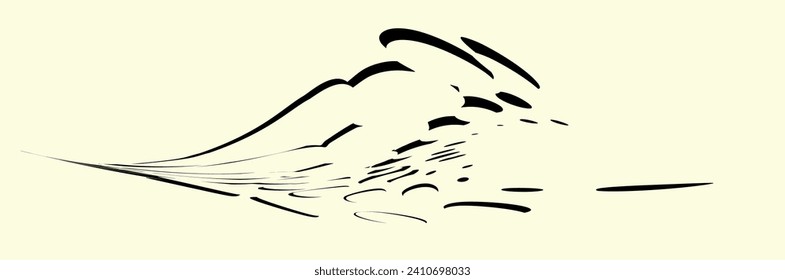 Contour lined border around the corner with cute outlines of the ears. Space for copying text. Vector.