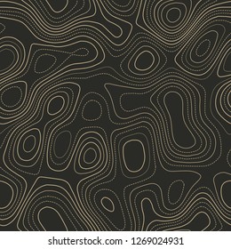 Contour lines. Actual topography map. Seamless design. Valuable tileable isolines pattern, vector illustration.