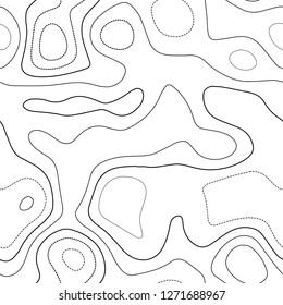 Contour lines. Actual topography map. Black and white seamless design, overwhelming tileable isolines pattern. Vector illustration.