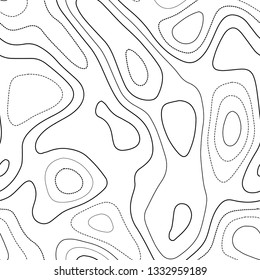 Contour lines. Black and white seamless design. Lively tileable isolines pattern. Vector illustration.