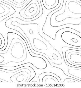 Contour lines. Black and white seamless design. Exquisite tileable isolines pattern. Vector illustration.