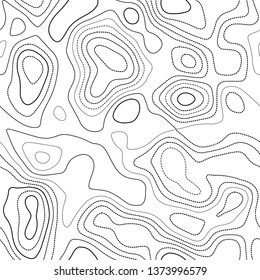 Contour lines. Black and white seamless design. Comely tileable isolines pattern. Vector illustration.