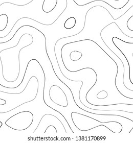 Contour lines. Black and white seamless design. Awesome tileable isolines pattern. Vector illustration.