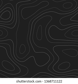 Contour lines. Dark seamless design. Cute tileable isolines pattern. Vector illustration.