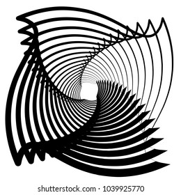 Contour lines of overlapping squares spiralling inwards. Rotating squares