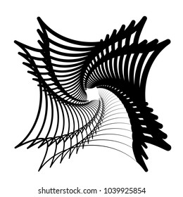 Contour lines of overlapping squares spiralling inwards. Rotating squares