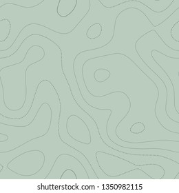 Contour lines, seamless design, awesome tileable pattern in green tones, vector illustration.