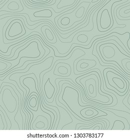 Contour lines, seamless design, fair tileable pattern in green tones, vector illustration.