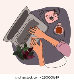 Contour lines with spots. Blog and bloggers maintain their own page. Promotion of the page. Stylish pictures for printed and textile products. 