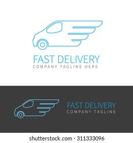 Contour logo of fast delivery van in two colors