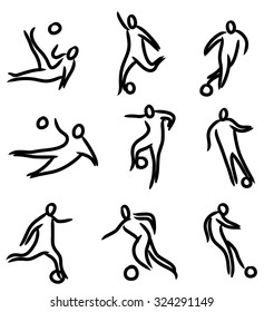 contour logo of soccer players. vector set