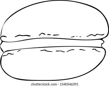 Contour of macaroon cake. Drawn by hand. Vector graphics. Decor element for cards, stickers, posters.