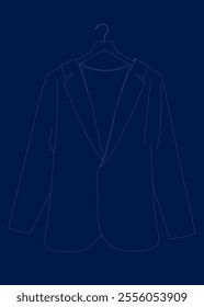 Contour of the male formal jacket in hanger vector illustration