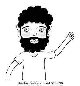 contour man with beard and casual clothes