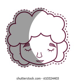 contour man with close eyes and curly hair