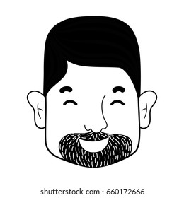contour man face with hairstyle and beard