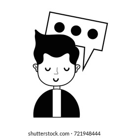 contour man with hairstyle and chat bubble text