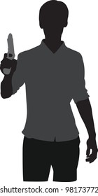 contour man with pistol - vector illustration
