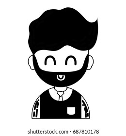 contour man teacher with hairstyle and uniform clothes