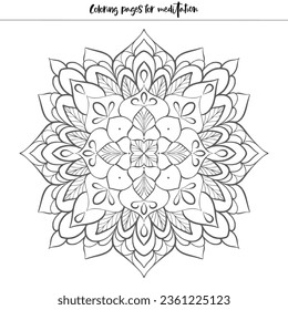 Contour mandala for color book. Monochrome illustration. Symmetrical pattern in a circle. A beautiful image for scrapbook. The template for printing on fabric. Picture for meditation and relaxation.